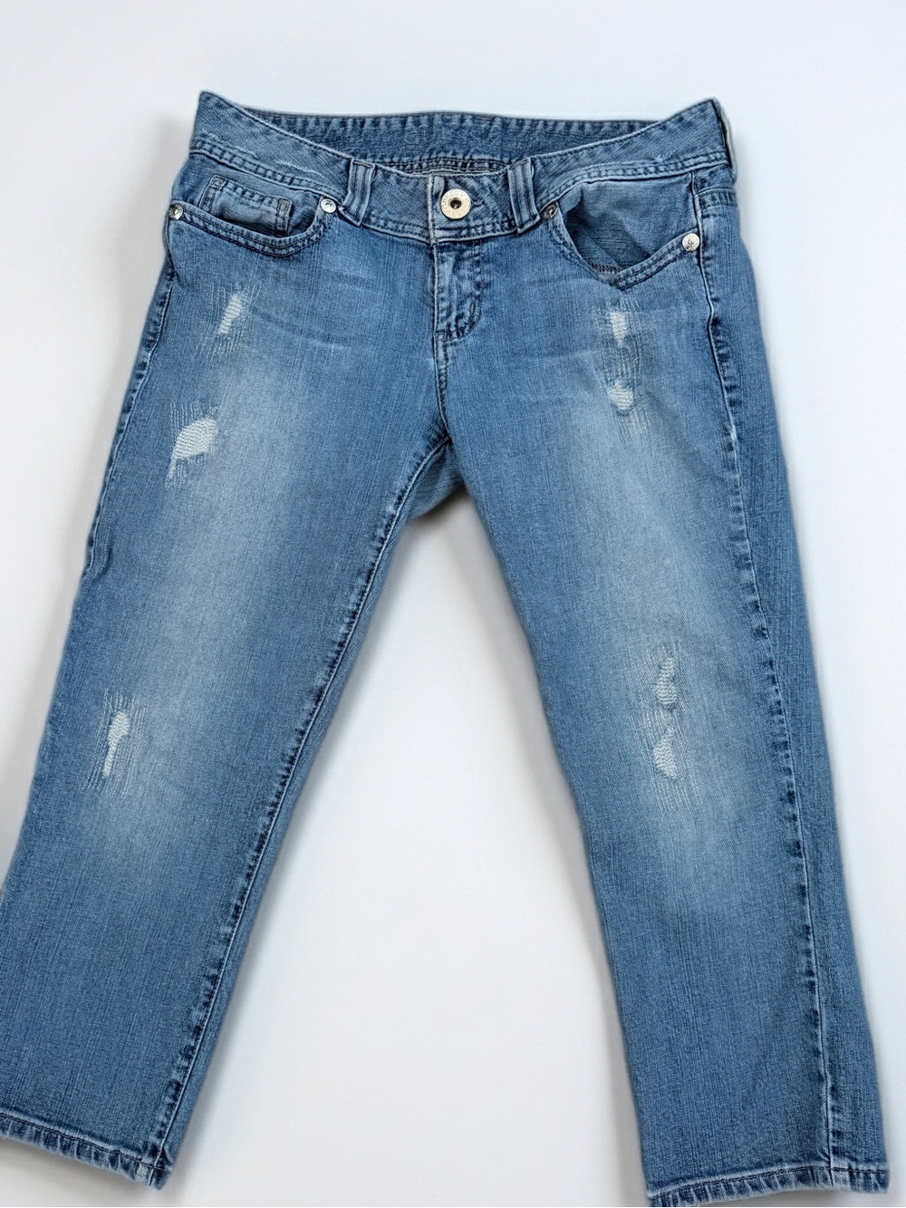 Guess Light Blue Distressed Crop Jeans